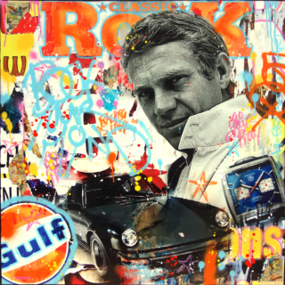 100 x 100 cm - Greatest Steve Tableau de Steve Mc Queen par l'artiste Fabien Novarino