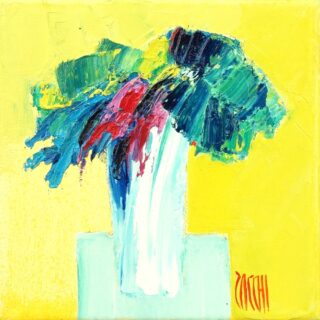 15 x 15 cm - Le bouquet fantastique Peinture d'un bouquet de fleurs par l'artiste Jean-Marie Zacchi