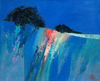 73 x 60 cm - L'aube Peinture d'un paysage par l'artiste Jean-Marie Zacchi