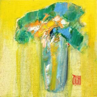 20 x 20 cm - Matin de soleil Peinture d'un bouquet de fleurs par l'artiste Jean-Marie Zacchi