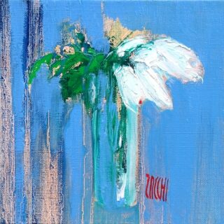 20 x 20 cm - Souvenir de Tokyo Peinture d'un bouquet de fleurs par l'artiste Jean-Marie Zacchi