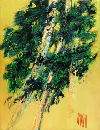 35 x 27 cm | Bonheur sous les arbres | huile sur toile