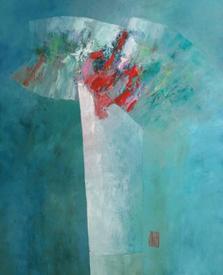 100 x 81 cm - Corps-Esprit-Âme Peinture d'un bouquet de fleurs par l'artiste Jean-Marie Zacchi