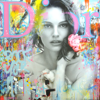 80 x 80 cm - Miss dior Tableau de Nathalie Portman par l'artiste Fabien Novarino
