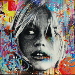 80 x 80 cm - Street B.B. Tableau de Brigitte Bardot par l'artiste Fabien Novarino