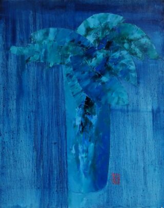 92 x 73 cm | le bouquet du ciel | huile sur toile Peinture d'un bouquet de fleurs par l'artiste Jean-Marie Zacchi