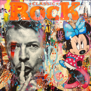 80 x 80 cm - Rock and love Tableau de David Bowie par l'artiste Fabien Novarino