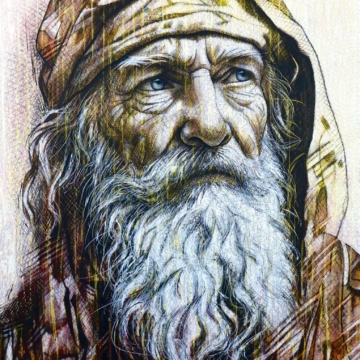 130 x 100 cm | Icare | huile sur toile Peinture à l'huile sur toile par l'artiste Rémi Planche représentant le visage d'un homme