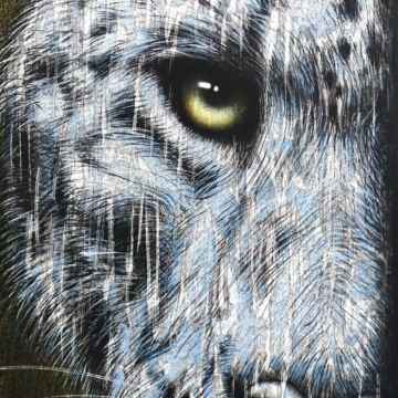 160 x 70 cm | Once XXXV | huile sur toile Peinture à l'huile sur toile par l'artiste Rémi Planche représentant un léopard