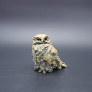 15 x 14 x 9 cm | Chouette chevêche | bronze Sculpture de chouette en bronze par l'artiste Jürgen Lingl