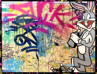 104 x 130 cm | Bugs spray | acrylique sur papier Peinture à l'acrylique sur papier par l'artiste FAT | Dimitri Barilko